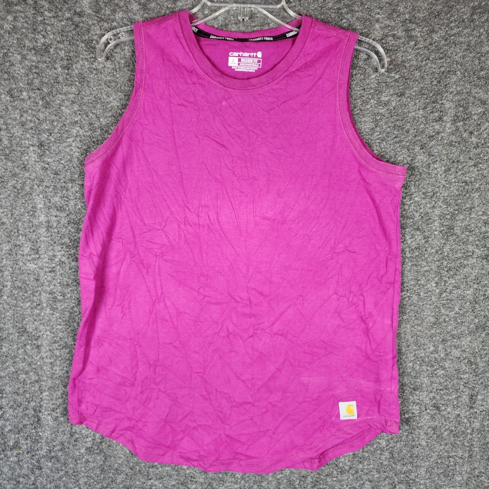 Carhartt Tank Top Womens L Relaxed Fit Force TK5414-W Purple Sleeveless EUC